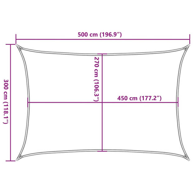 vidaXL Zonnezeil 160 g/m² 3x5 m HDPE wit