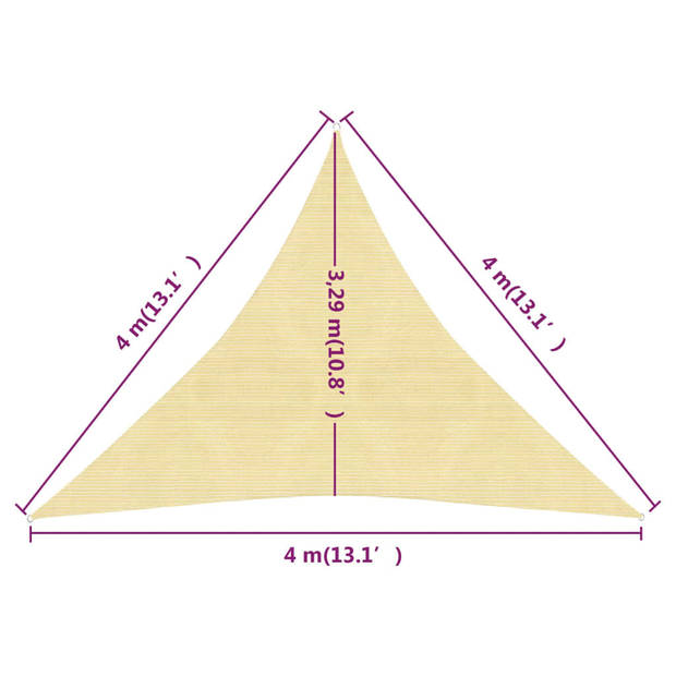 vidaXL Zonnezeil 160 g/m² 4x4x4 m HDPE beige