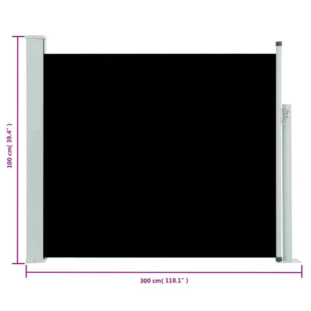 vidaXL Tuinscherm uittrekbaar 100x300 cm zwart