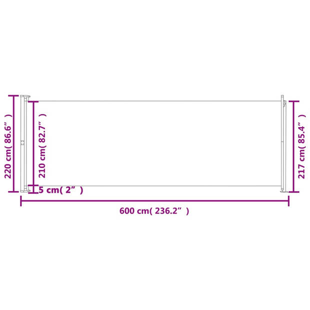 vidaXL Tuinscherm uittrekbaar 220x600 cm zwart