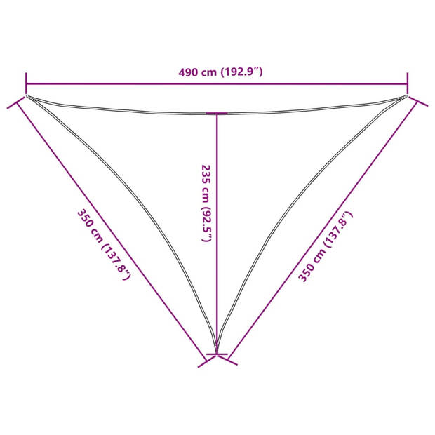 vidaXL Zonnescherm driehoekig 3,5x3,5x4,9 m oxford stof zwart