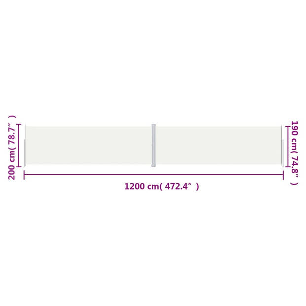 vidaXL Windscherm uittrekbaar 200x1200 cm crèmekleurig