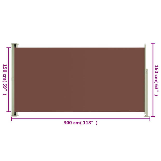 vidaXL Tuinscherm uittrekbaar 160x300 cm bruin