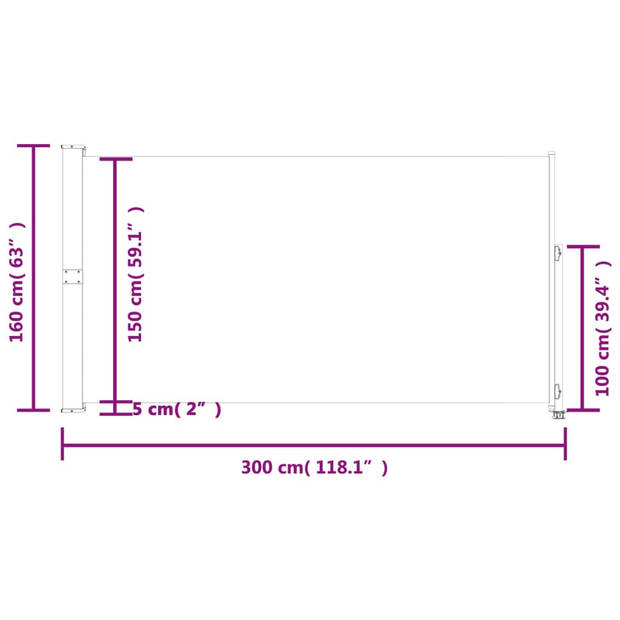 vidaXL Tuinscherm uittrekbaar 160x300 cm crèmekleurig