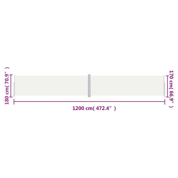 vidaXL Windscherm uittrekbaar 180x1200 cm crèmekleurig