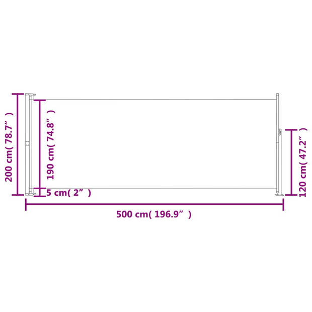 vidaXL Tuinscherm uittrekbaar 200x500 cm zwart