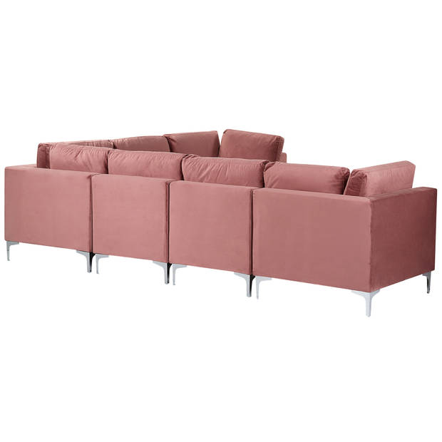 Beliani EVJA - Modulaire Sofa-Roze-Fluweel