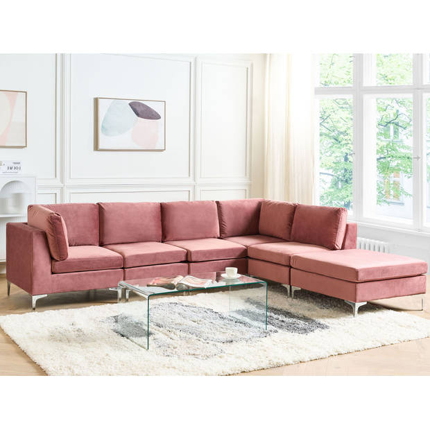 Beliani EVJA - Modulaire Sofa-Roze-Fluweel