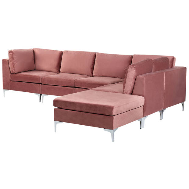 Beliani EVJA - Modulaire Sofa-Roze-Fluweel