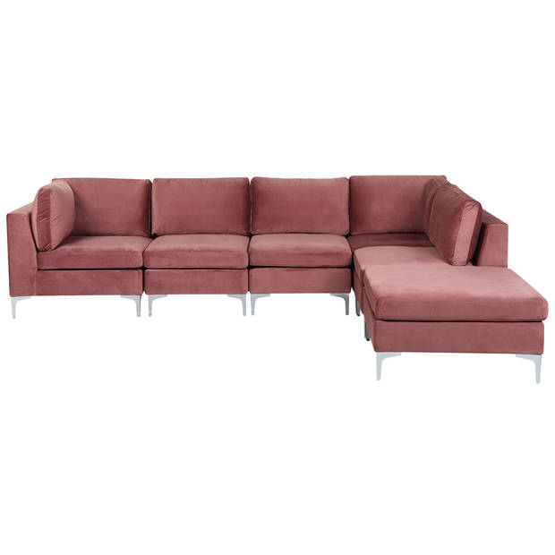 Beliani EVJA - Modulaire Sofa-Roze-Fluweel