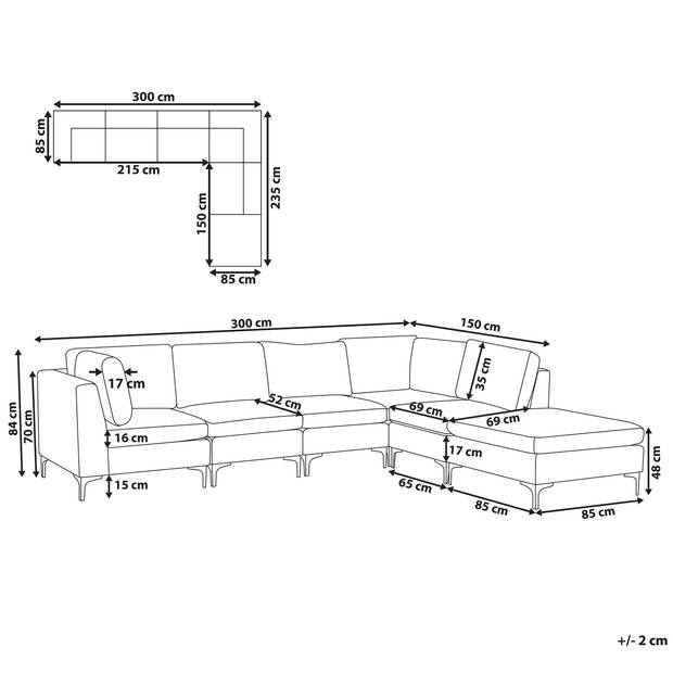 Beliani EVJA - Modulaire Sofa-Roze-Fluweel