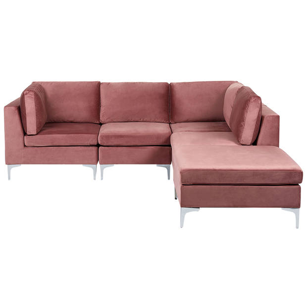 Beliani EVJA - Modulaire Sofa-Roze-Fluweel