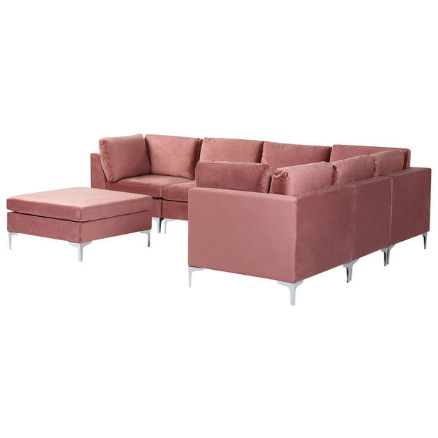 Beliani EVJA - Modulaire Sofa-Roze-Fluweel