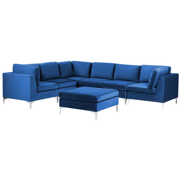 Beliani EVJA - Modulaire Sofa-Blauw-Fluweel