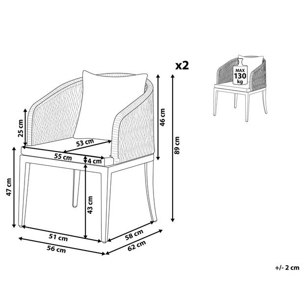 Beliani LIPARI - Tuinstoel-Grijs-Aluminium