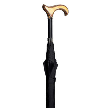 Gastrock Paraplu wandelstok - 92 cm lang - Derby handvat van gelamineerd hout – Polyesterdoek 108 cm breed - Zwart