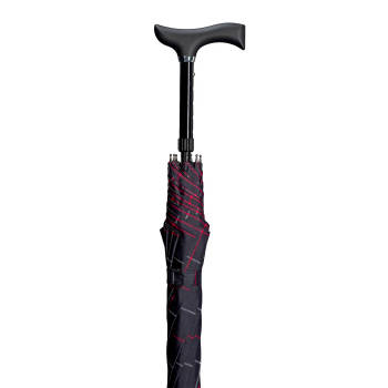 Gastrock Verstelbare wandelstok paraplu - 104 cm doorsnede - Polyesterdoek - Lengte 92 cm - 5 standen - Zwart geblokt