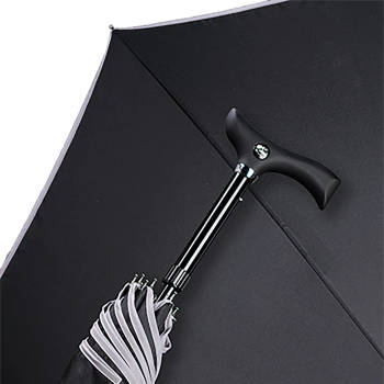 Gastrock Verstelbare wandelstok paraplu - Polyesterdoek – Zwart - Fritz handvat - Lengte 83 tot 93 cm - Doek 104 cm