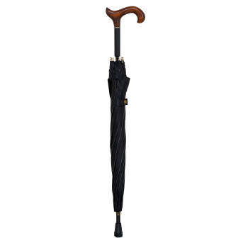 Gastrock Paraplu wandelstok - 78 cm lang - Derby handvat - Polyesterdoek 84 cm doorsnede - Donkergrijs