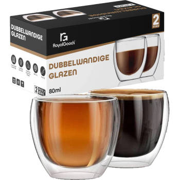 Kleine Dubbelwandige Glazen - 80 ml – Set van 2 - Espresso Glazen - Kleine Glazen
