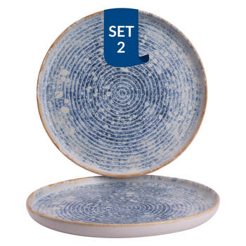 James Cooke Bord Azure Vintage 28 cm Blauw Wit Stoneware 2 stuks
