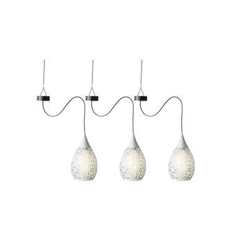 3x stuks witte solar tuinverlichting hanglamp ijzer 21 cm - Buitenverlichting