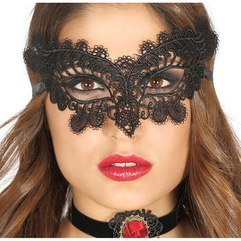 Zwart gemaskerd bal oogmasker voor dames - Verkleedmaskers