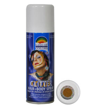 Haar en lichaam spray spuitbus - goud glitter - 125 ml - hair/bodypaint - Verkleedhaarkleuring