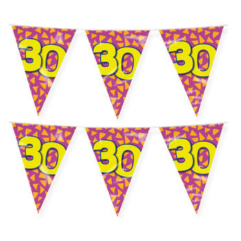 Paperdreams verjaardag 30 jaar thema vlaggetjes - 2x - feestversiering - 10m - folie - dubbelzijdig - Vlaggenlijnen