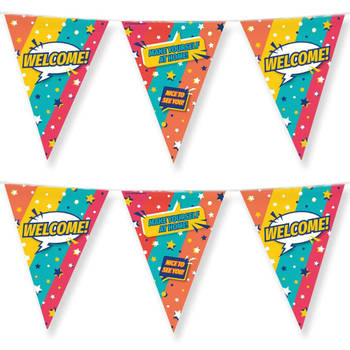 3x Stuks Paperdreams Vlaggenlijn - Welkom feest- 10m - diverse kleuren - folie - Vlaggenlijnen