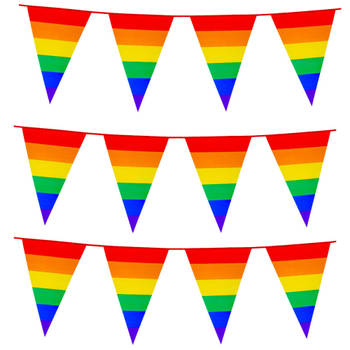 3x Stuks Boland PE vlaggenlijn - 8m - Regenboog - Universeel Thema - Vlaggenlijnen