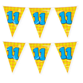 Paperdreams verjaardag 11 jaar thema vlaggetjes - 2x - feestversiering - 10m - folie - dubbelzijdig - Vlaggenlijnen