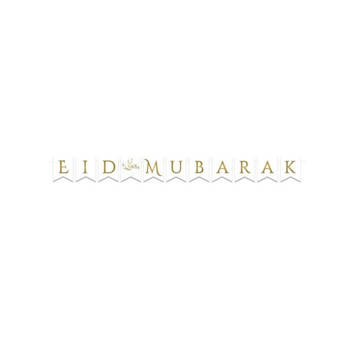 Ramadan Eid Mubarak - 2x - letter banner/vlaggenlijn - 3,5 meter - wit/goud - Vlaggenlijnen