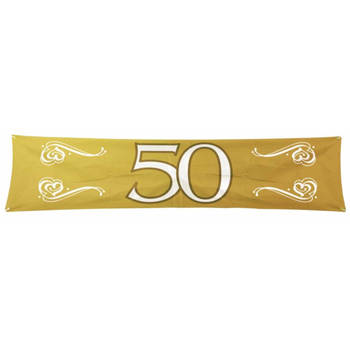 Gouden 50 jaar spandoek 180 x 40 cm - Feestbanieren