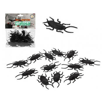 12x Horror strooi kakkerlakken van plastic - Feestdecoratievoorwerp