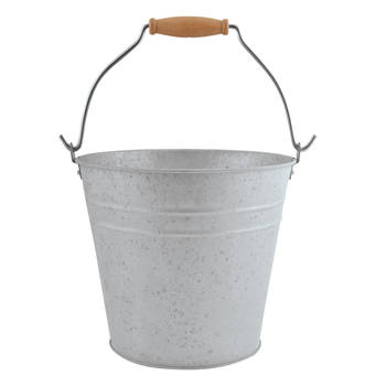 Zinken emmer/bloempot/plantenpot met handvat 5 liter - IJzeren emmer / teil
