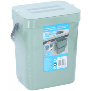 Afvalbak/vuilnisbak - 1 stuk - 5,5 liter - Kunststof - Groen - Prullenbakken