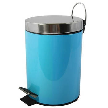 MSV Prullenbak/pedaalemmer - metaal - turquoise blauw - 5L - 20 x 28 cm - Badkamer/toiletA? - Pedaalemmers