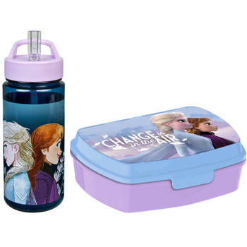 Disney Frozen lunchbox set voor kinderen - 2-delig - lila/blauw - kunststof - Lunchboxen