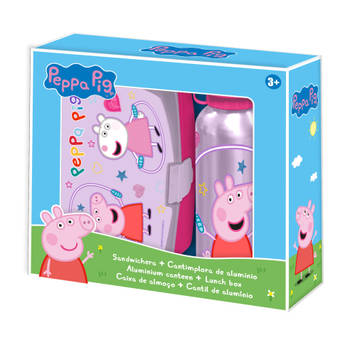 Peppa Pig&nbsp;lunchbox set voor kinderen - 2-delig - roze - aluminium/kunststof&nbsp; - Lunchboxen