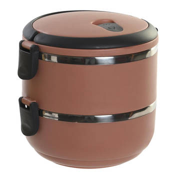 Items Stapelbare thermische lunchbox / warme maaltijd box - terra cotta - 16 x 15 cm - Lunchboxen