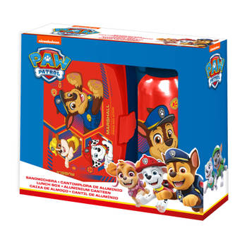 Paw Patrol&nbsp;lunchbox set voor kinderen - 2-delig - rood - aluminium/kunststof&nbsp; - Lunchboxen