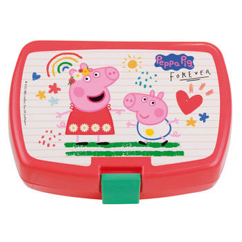 Peppa Pig broodtrommel/lunchbox voor kinderen - roze - kunststof - 17 x 12 cm - Lunchboxen