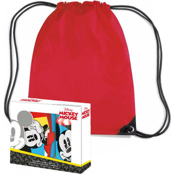 Disney Mickey Mouse lunchbox set voor kinderen - 3-delig - incl. gymtas/schooltas - rood - Lunchboxen