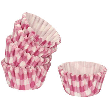 90x Mini muffin en cupcake vormpjes paars papier 4 x 4 x 2 cm - Muffinvormen / cupcakevormen