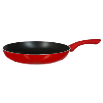 Koekenpan - Alle kookplaten geschikt - rood/zwart - dia 26 cm - Koekenpannen