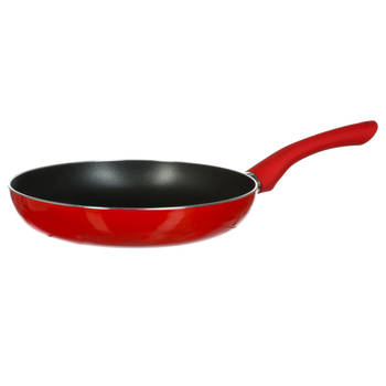 Koekenpan - Alle kookplaten geschikt - rood/zwart - dia 24 cm - Koekenpannen