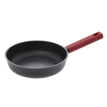 Koekenpan - Alle kookplaten geschikt - zwart/rood - dia 21 cm - Koekenpannen