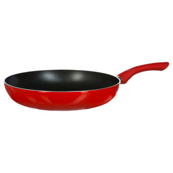 Koekenpan - Alle kookplaten geschikt - rood/zwart - dia 28 cm - Koekenpannen
