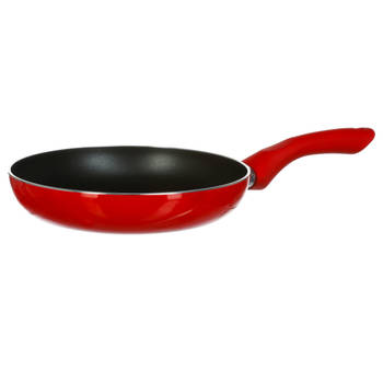 Koekenpan - Alle kookplaten geschikt - rood/zwart - dia 20 cm - Koekenpannen